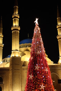 Beirut Mosque with Christmas Tree